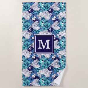 Add Your Monogram Funky Seashell Pattern Beach Towel