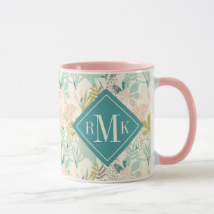 Add Your Monogram Modern Floral Pattern Mug