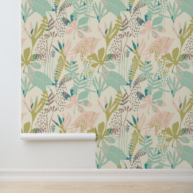Add Your Monogram | Modern Floral Pattern Wallpaper (Application)