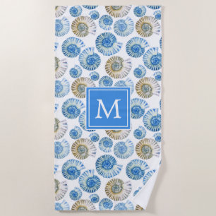 Add Your Monogram   Pastel Seashell Pattern Beach Towel
