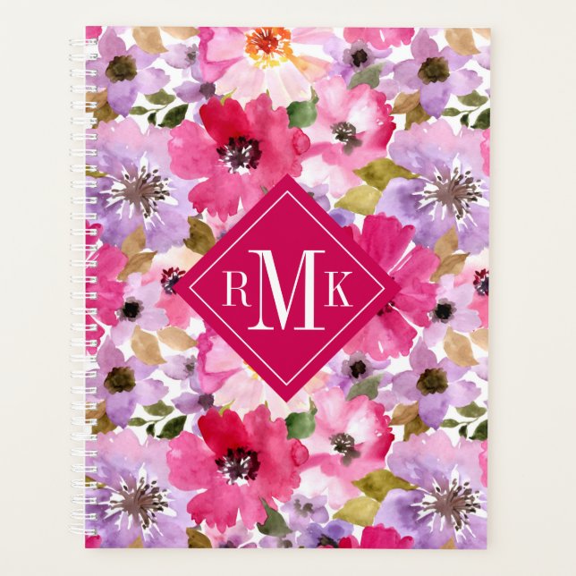 Add Your Monogram | Summer Watercolor Floral Planner (Front)