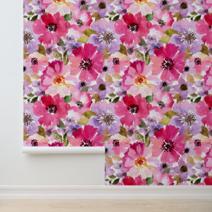 Add Your Monogram Summer Watercolor Floral Wallpaper