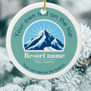 Add your mountain or ski resort name christmas ceramic tree decoration