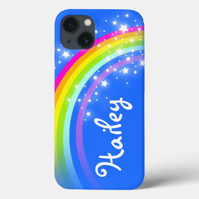 Add your name 5 letter rainbow blue iphone case (Back)