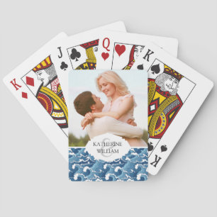 Add Your Name   Abstract Waves Playing Cards