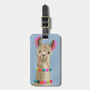 Add Your Name   Adorned Llama - Beige Luggage Tag