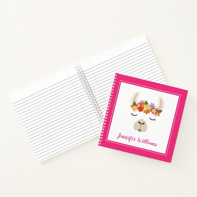 Add Your Name | Alpaca & Flowers Pattern Notebook (Inside)