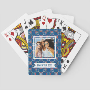 Add Your Name Anchor And Heart Pattern Playing Cards