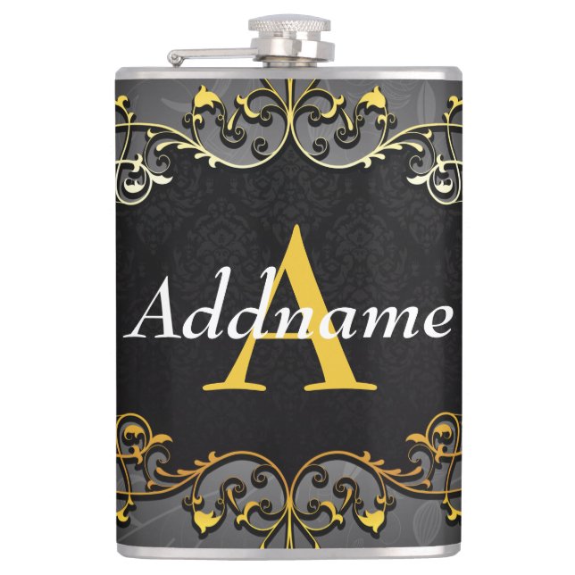 Add your name and initial hip flask (Front)