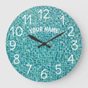 Add Your Name and Photo Swimming Pool Water Lar Large Clock
