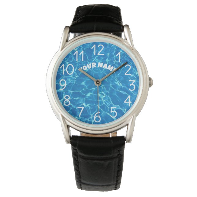 Add Your Name and Photo Swimming Pool Water    Watch (Front)