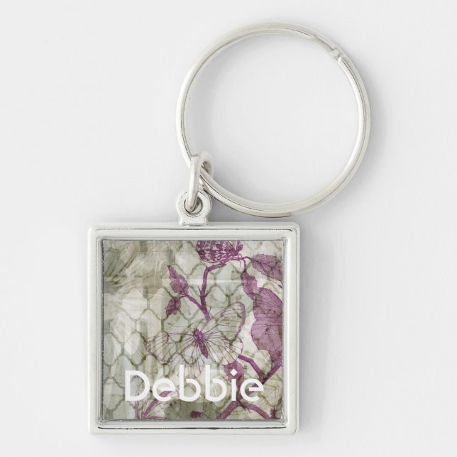 Add Your Name | Arabesque Butterflies IV Key Ring (Front)