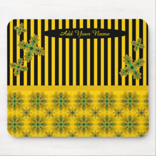 Add Your Name , Artdeco Flowers in Retro Style Mouse Pad