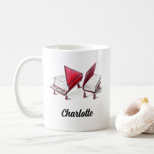 Add Your Name Artistic Piano Book Sketches Coffee Mug