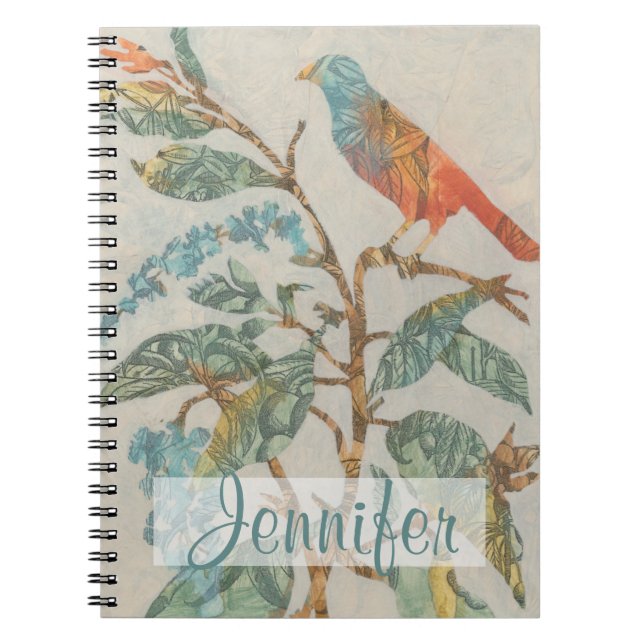 Add Your Name | Aviary Collage II Spiral Notebook (Front)