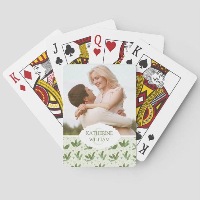 Add Your Name | Banana Leaf With Triangles Playing Cards (Back)