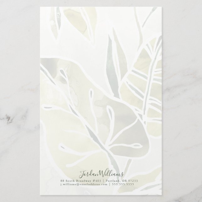 Add Your Name | Batik Leaves Stationery (Front)