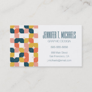 Add Your Name Bauhaus Retro Geometric Pattern Business Card