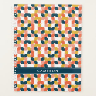 Add Your Name Bauhaus Retro Geometric Pattern Planner