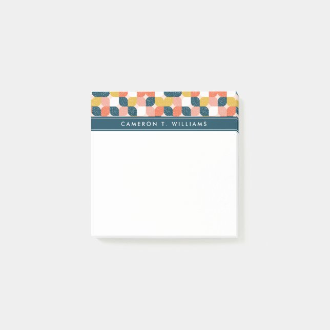 Add Your Name | Bauhaus Retro Geometric Pattern Post-it Notes (Front)