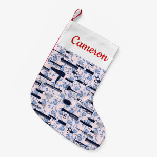 Add Your Name Beauty Care Blue Rose Pattern Small Christmas Stocking