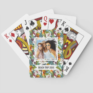 Add Your Name Bird And Exotic Flower Pattern Playing Cards