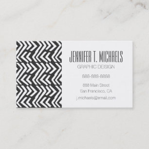 Add Your Name Black Hand Drawn Chevron Pattern Business Card