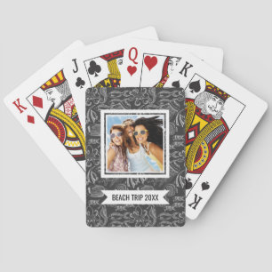Add Your Name Black Sea Pattern Playing Cards
