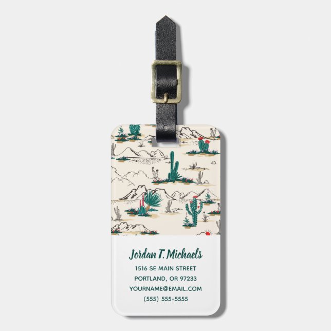 Add Your Name | Blooming Succulents Pattern Luggage Tag (Front Vertical)