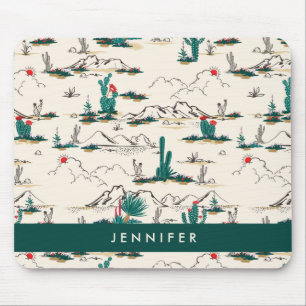 Add Your Name   Blooming Succulents Pattern Mouse Pad