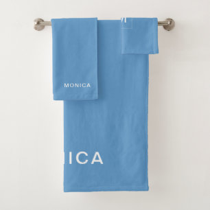 Add Your Name   Blue Bath Towel Set