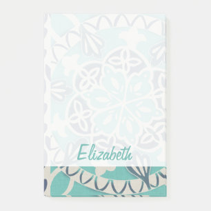 Add Your Name   Blue Batik Tile I Post-it Notes