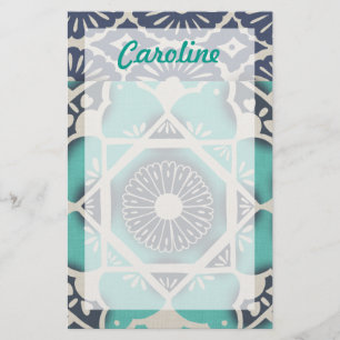 Add Your Name Blue Batik Tile II