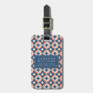 Add Your Name Blue & Coral Geometric Pattern Luggage Tag
