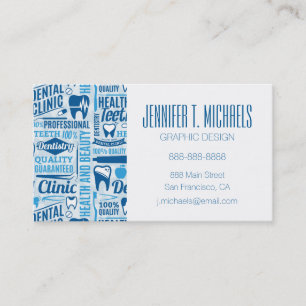 Add Your Name   Blue Dental Clinic Pattern Business Card