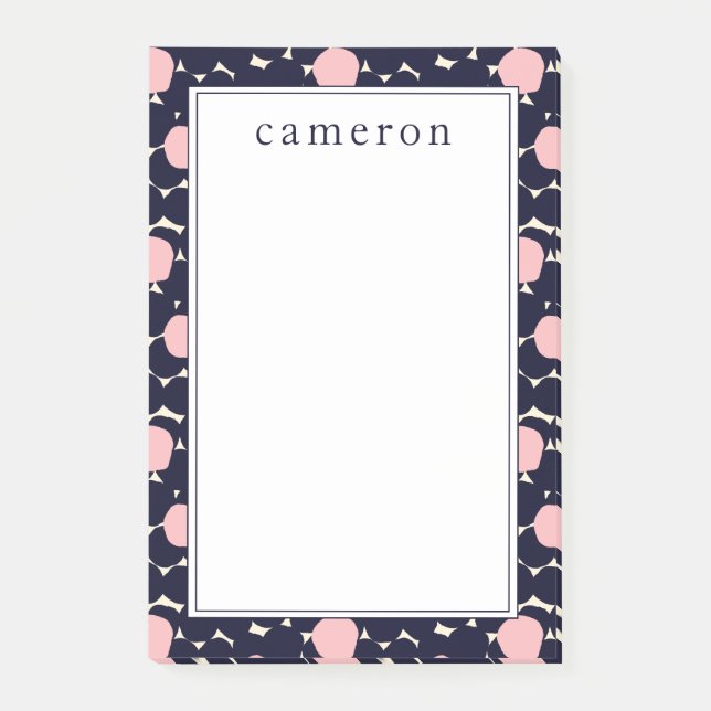 Add Your Name | Blue & Pink Large Dot Pattern Post-it Notes (Front)