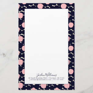 Add Your Name Blue & Pink Large Dot Pattern Stationery