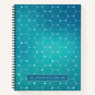 Add Your Name Blue Teal DNA Pattern Notebook