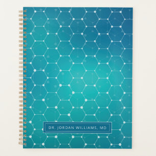 Add Your Name Blue Teal DNA Pattern Planner