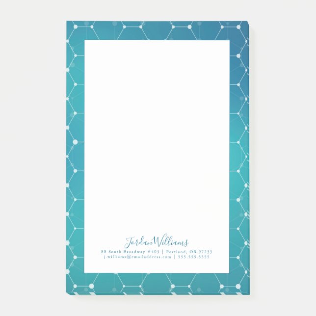 Add Your Name | Blue Teal DNA Pattern Post-it Notes (Front)
