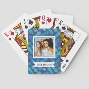 Add Your Name   Blue Tie Dye Pineapples Playing Cards
