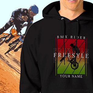 Add Your Name BMX Freestyle Rider -  Red Green on Hoodie