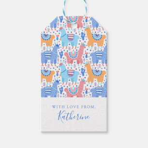Add Your Name Bright Colourful Alpaca Pattern Gift Tags