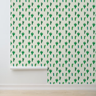 Add Your Name Bright Green Cactus Pattern Wallpaper