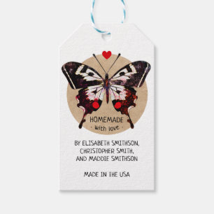 Add Your Name Butterfly & Heart Homemade With Love Gift Tags