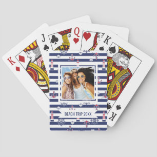 Add Your Name By The Sea Pattern Playing Cards