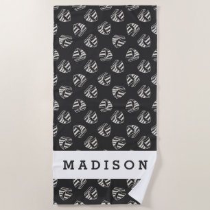 Add Your Name Chalk Drawn Sailboat Pattern Beach Towel