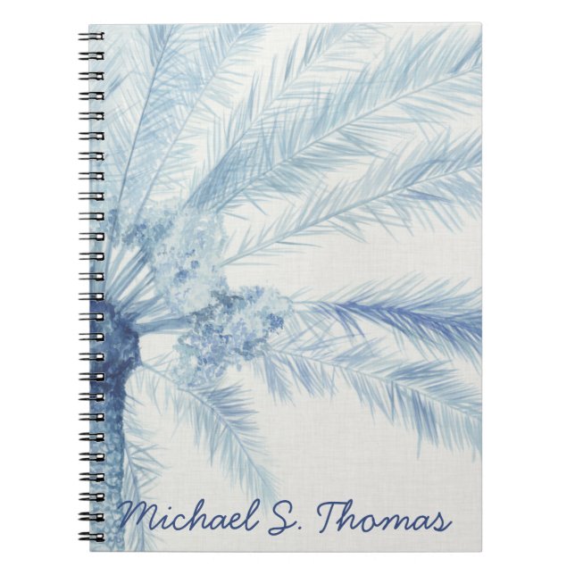 Add Your Name | Chambray Palms II Spiral Notebook (Front)