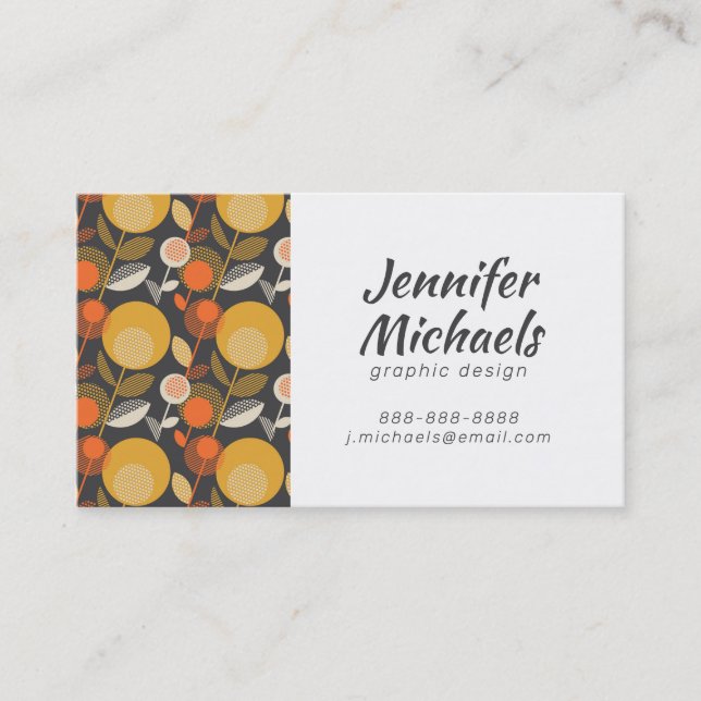 Add Your Name | Classic Retro Floral Pattern Business Card (Front)