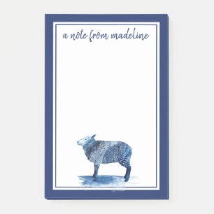 Add Your Name Cobalt Blue Farm Animals - Sheep Post-it Notes